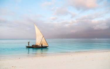 Fishing dhow at sunrise at Kendwa