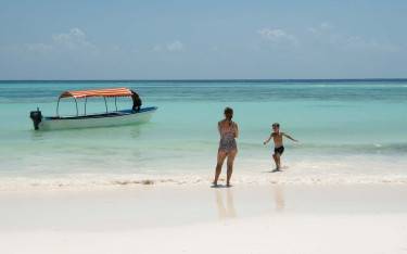 Mother and child on the beach
