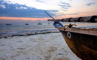 Beached fishing boat