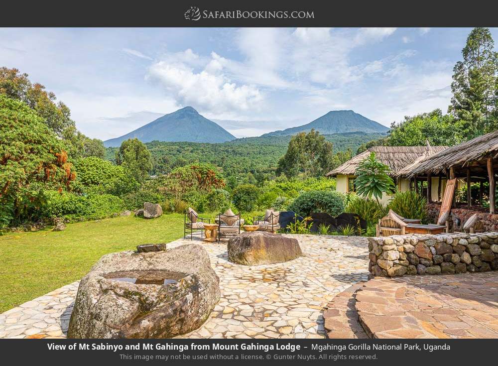 View of Mt Sabinyo and Mt Gahinga from Mount Gahinga Lodge in Mgahinga Gorilla National Park, Uganda