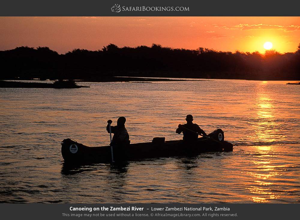 Canoeing on the Zambezi River in Lower Zambezi National Park, Zambia