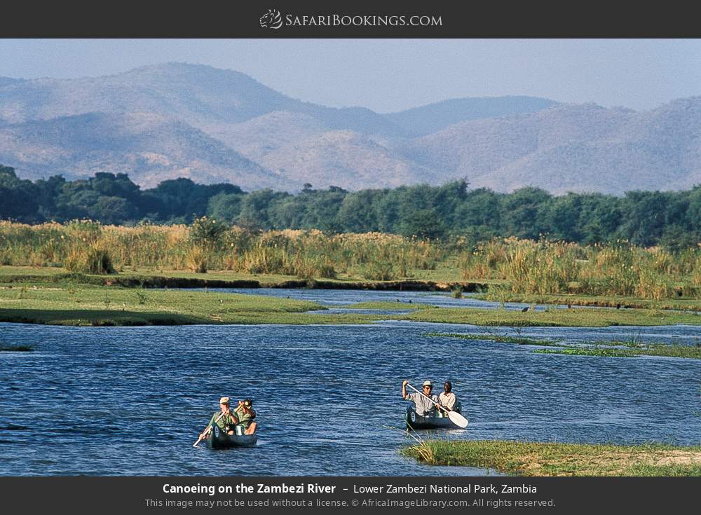 Canoeing on the Zambezi River in Lower Zambezi National Park, Zambia