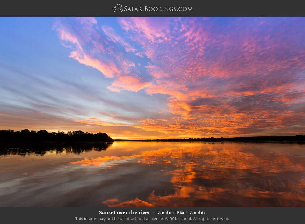 Sunset over the river in Zambezi River, Zambia