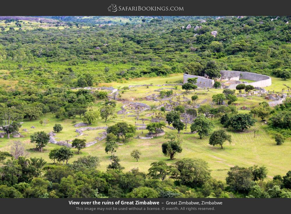 View over the ruins of Great Zimbabwe in Great Zimbabwe, Zimbabwe