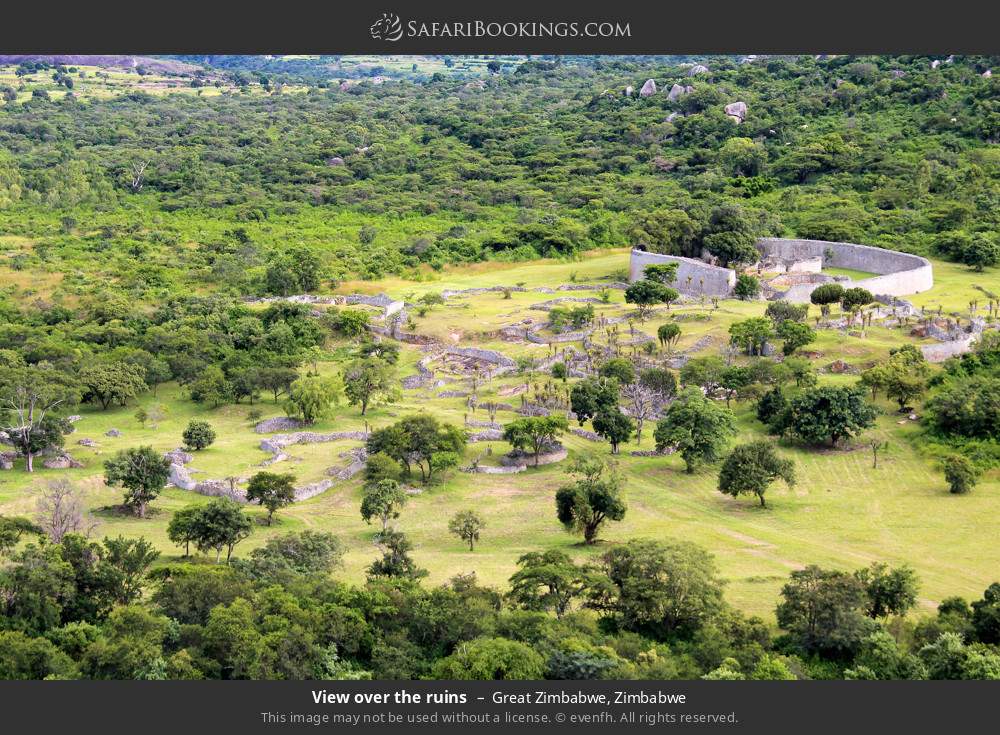 View over the ruins of Great Zimbabwe in Great Zimbabwe, Zimbabwe