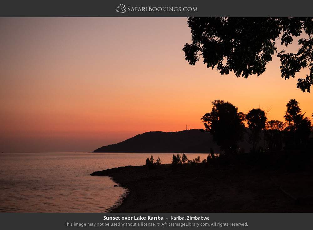 Sunset over Lake Kariba in Kariba, Zimbabwe