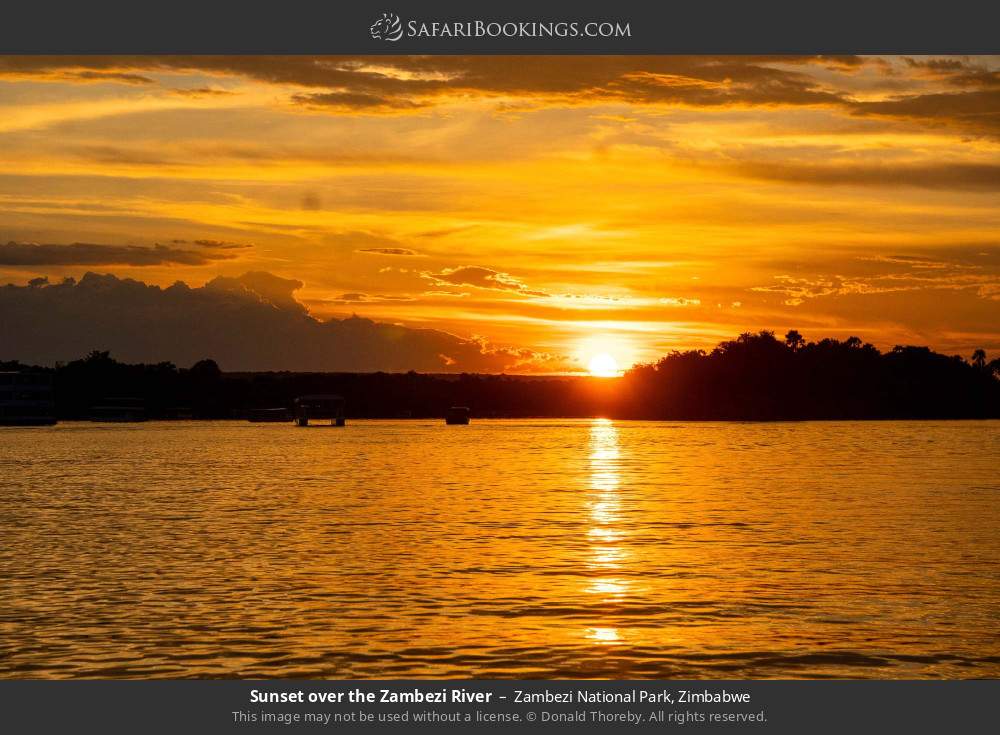 Sunset over the Zambezi River in Zambezi National Park, Zimbabwe
