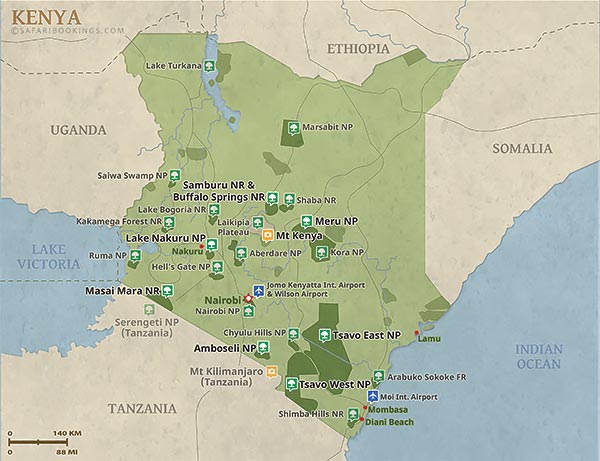 Kenya Map – Detailed Map of Kenya National Parks