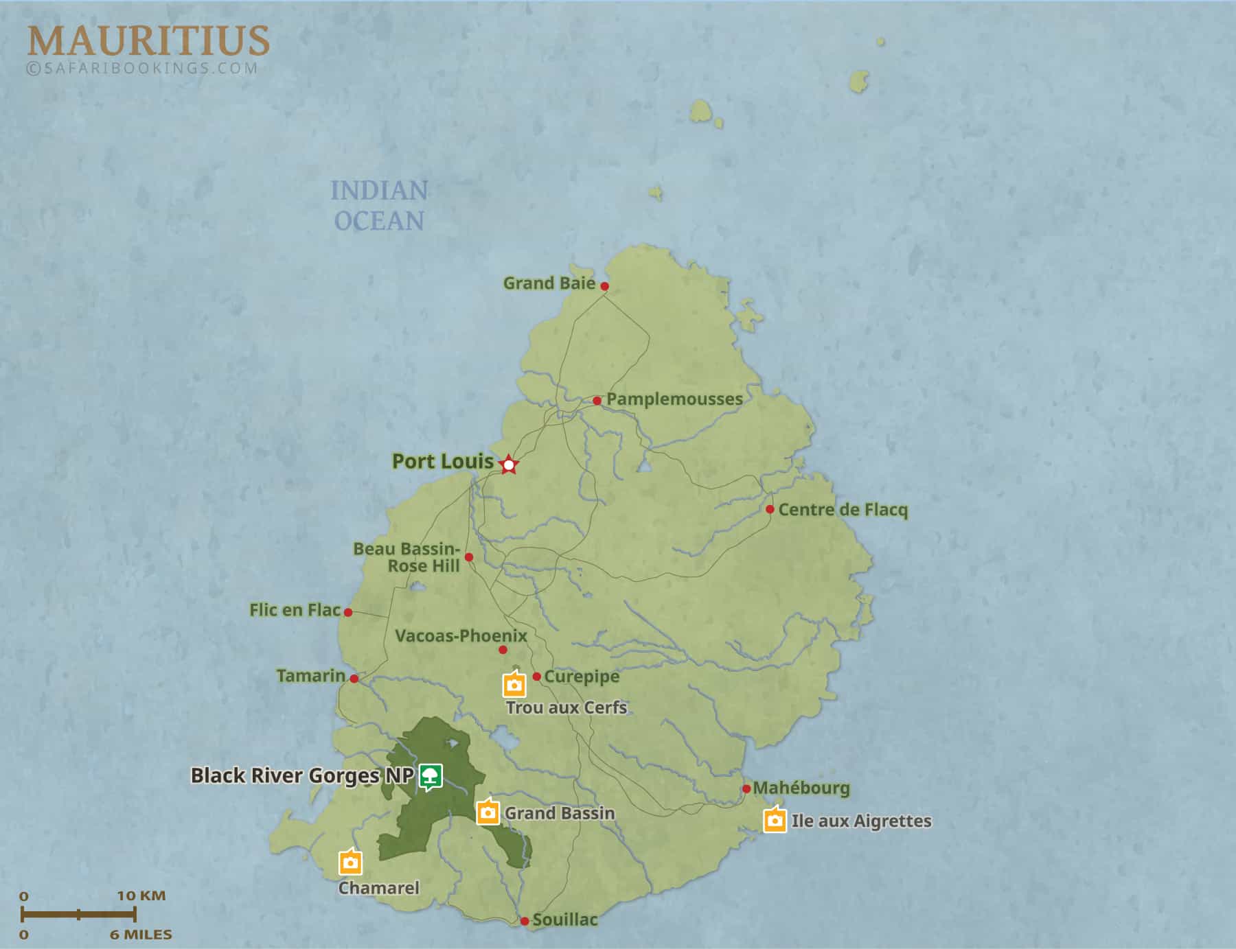 Detailed Map of Mauritius National Parks