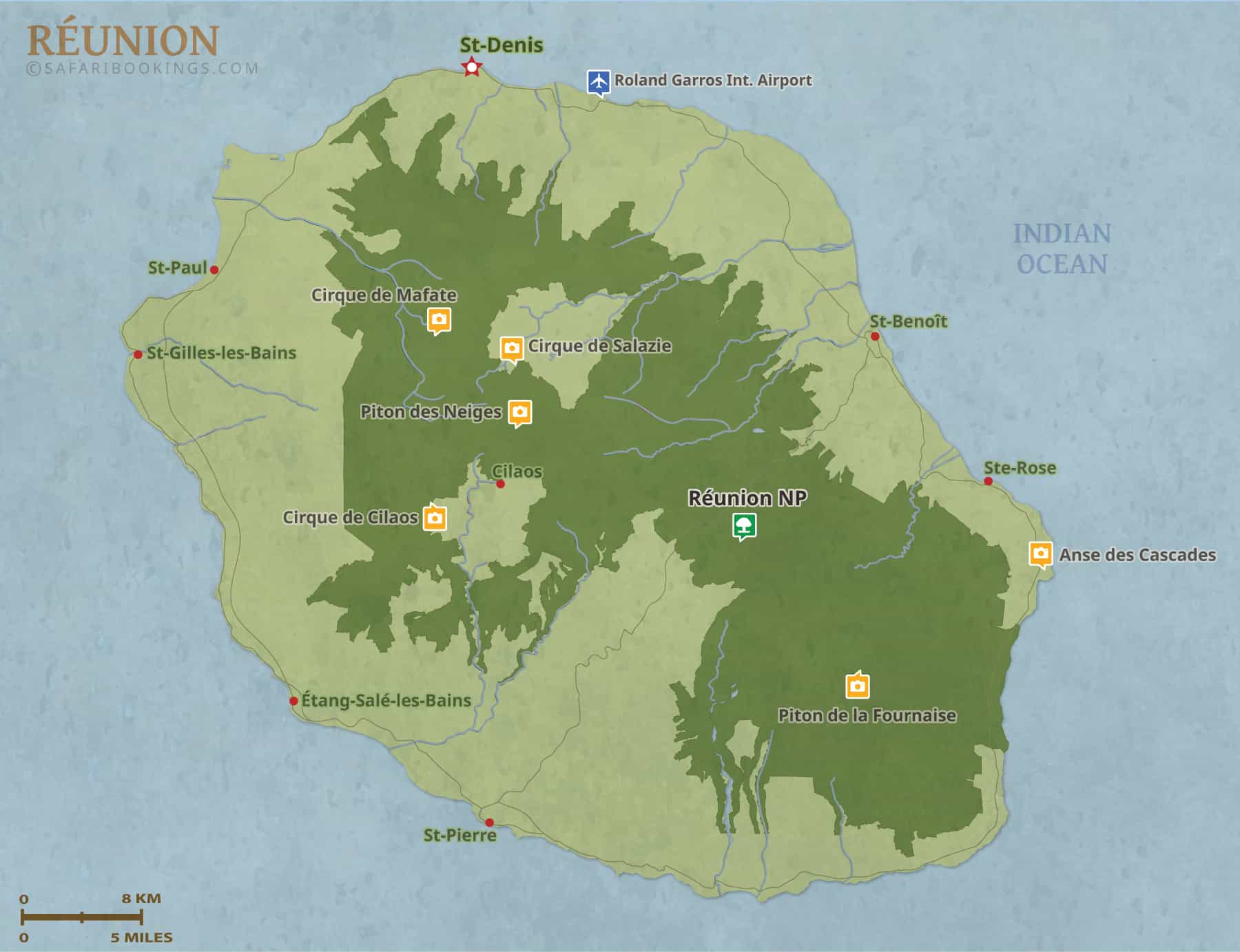 Detailed Map of Réunion National Parks