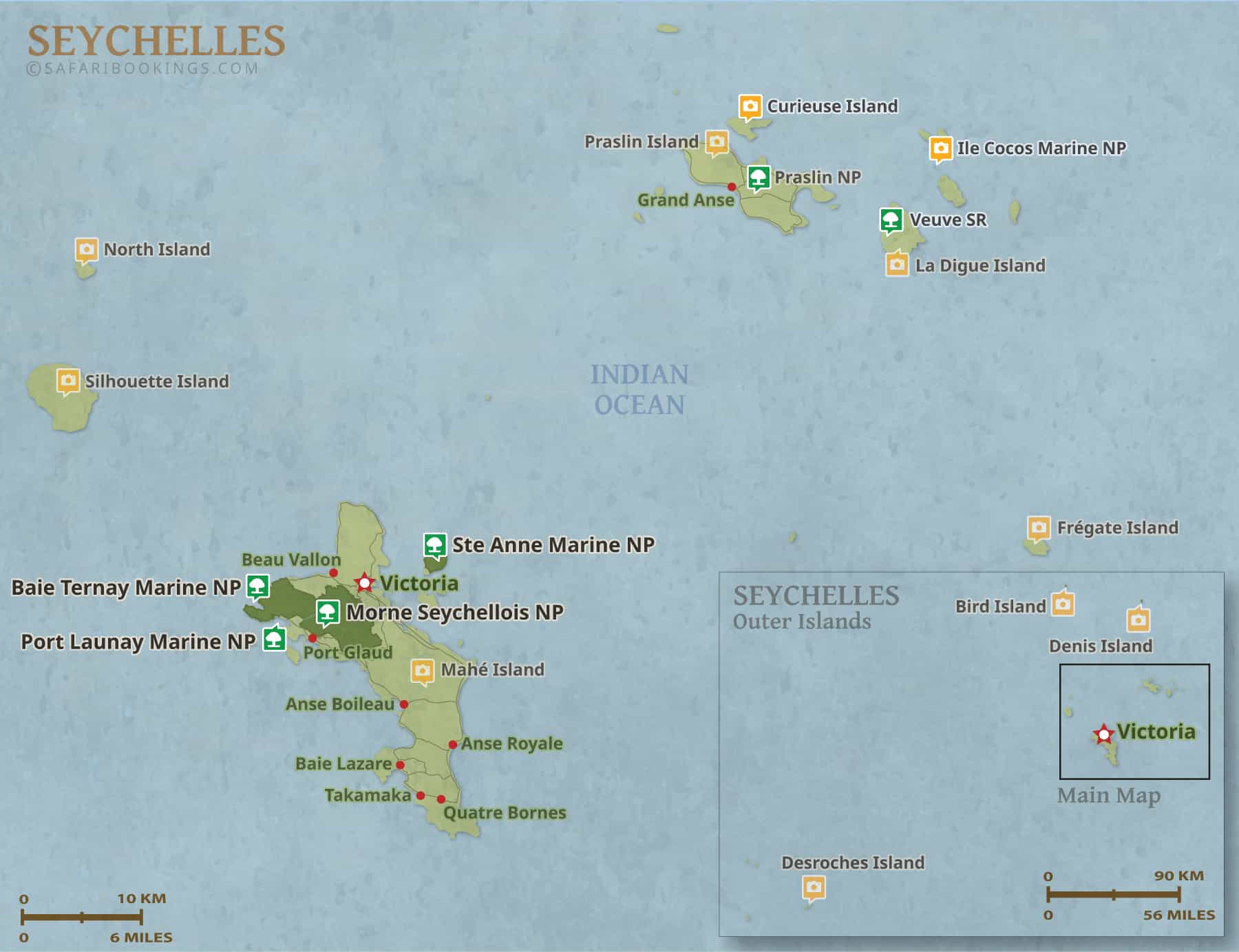 Detailed Map of Seychelles National Parks