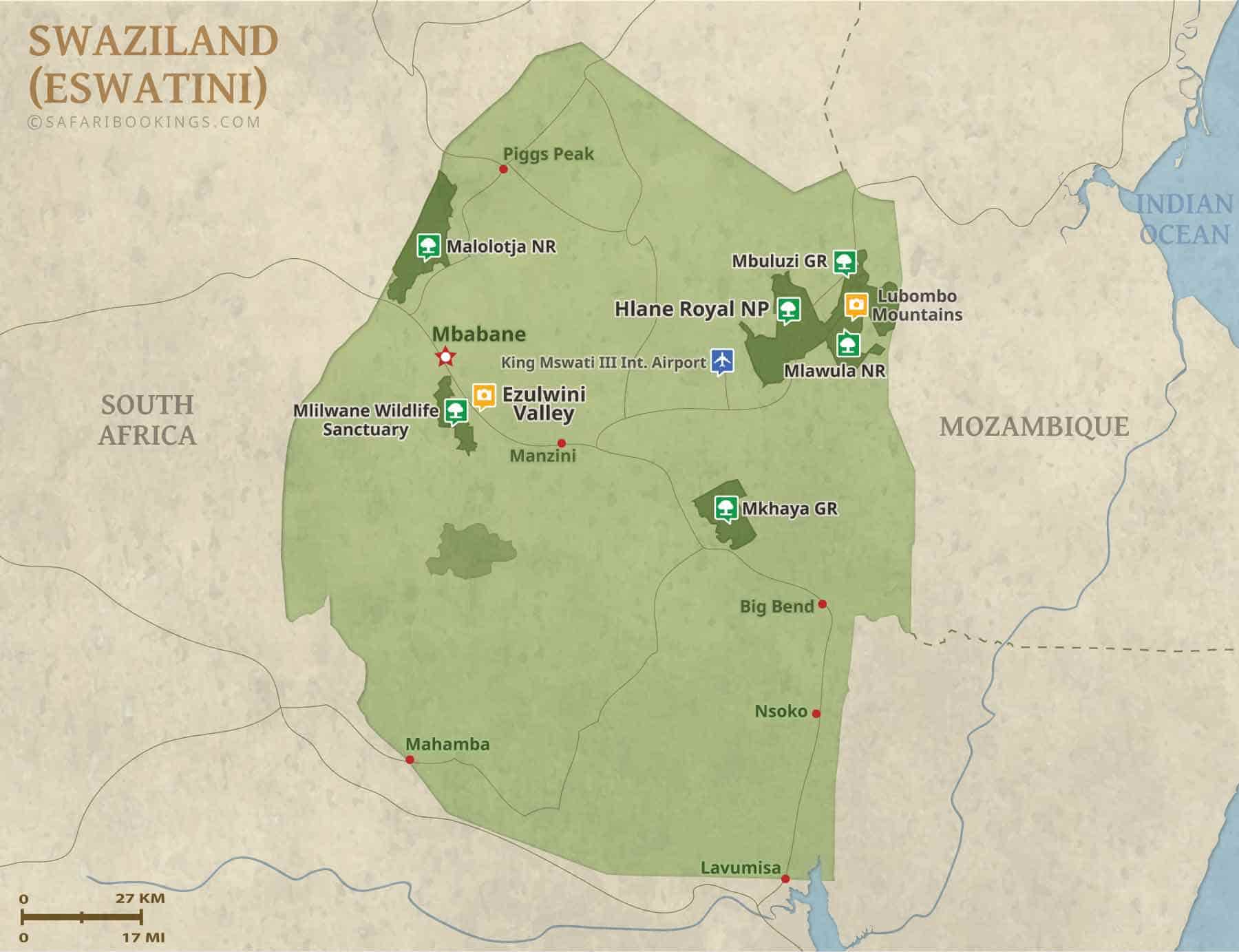 Swaziland Map Detailed Map Of Swaziland National Parks   Map Of Swaziland@1800w 