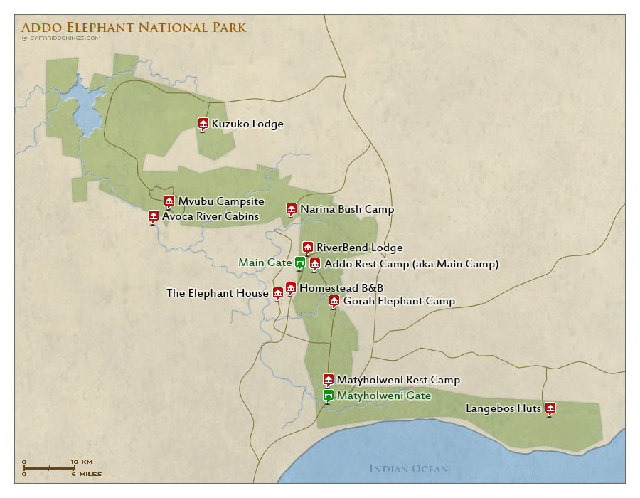 Addo Elephant Map Detailed Map Of Addo Elephant National Park Addo Elephant Map Detailed Map Of Addo Elephant National Park