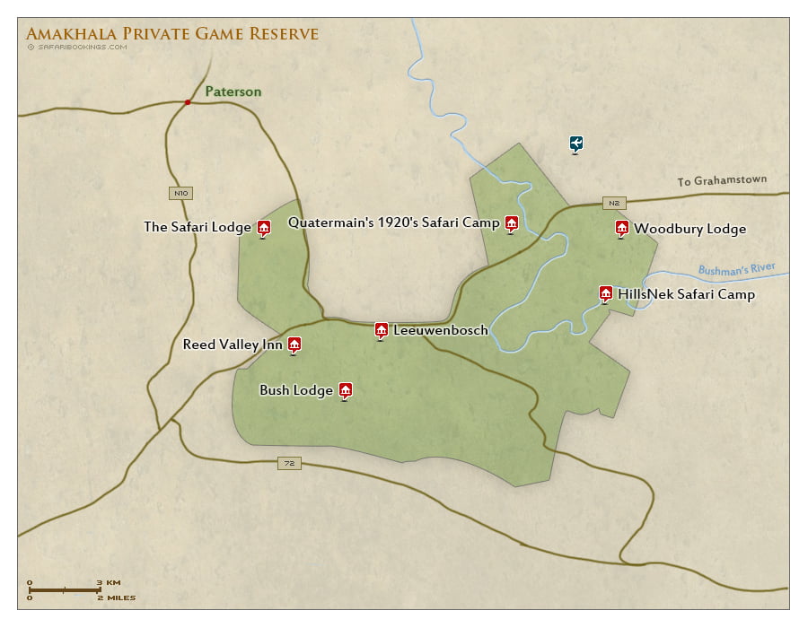 Detailed Map of Amakhala Private Game Reserve