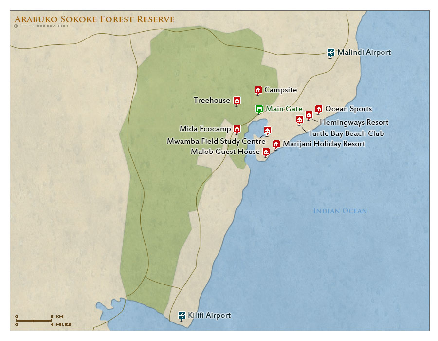 Detailed Map of Arabuko Sokoke Forest Reserve