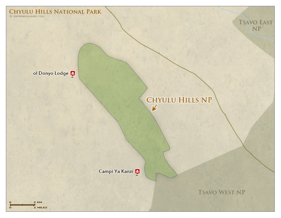 Detailed Map of Chyulu Hills National Park