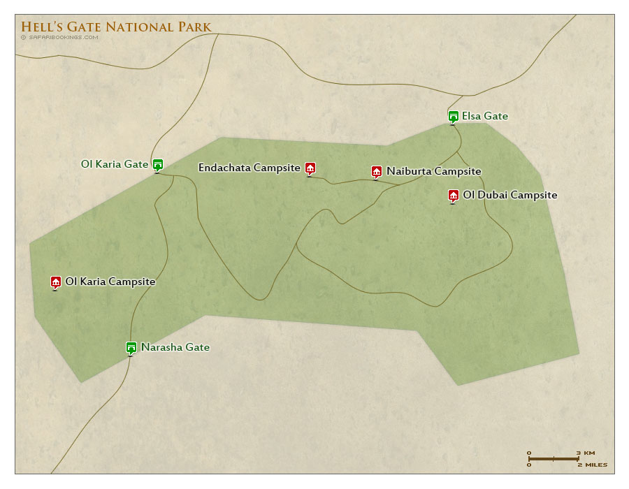 Detailed Map of Hell’s Gate National Park