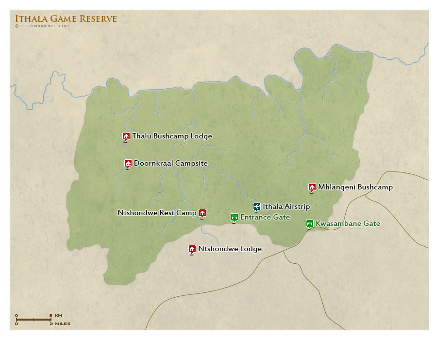 Detailed Map of Ithala Game Reserve