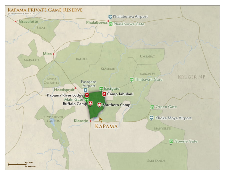 Detailed Map of Kapama Private Game Reserve
