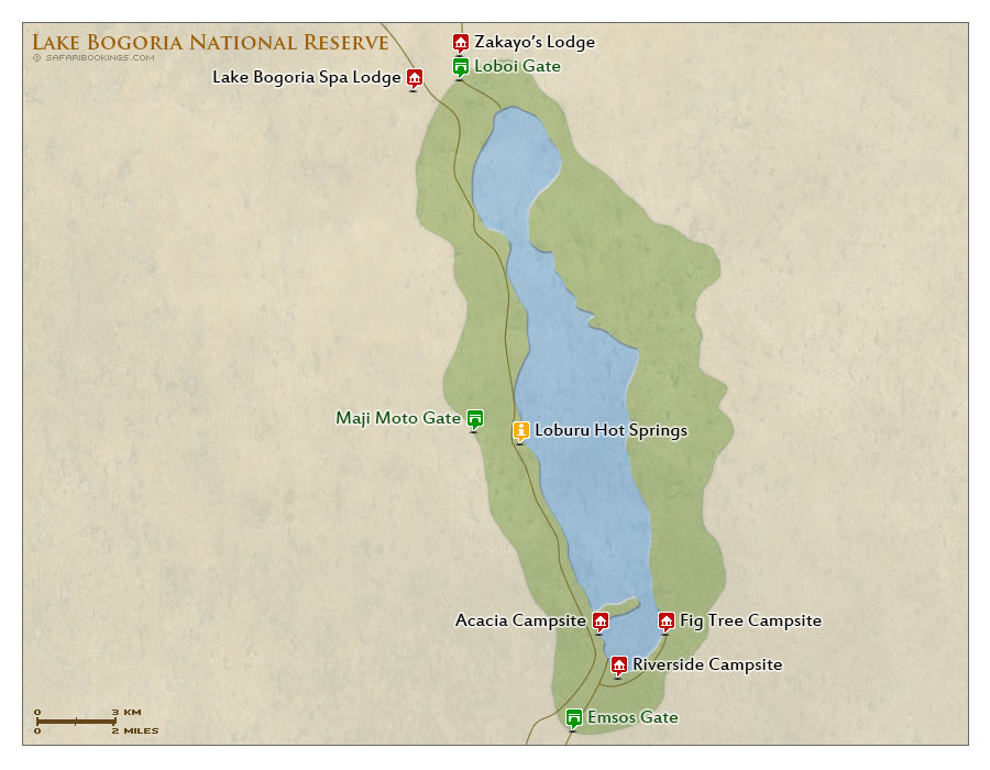 Detailed Map of Lake Bogoria National Reserve