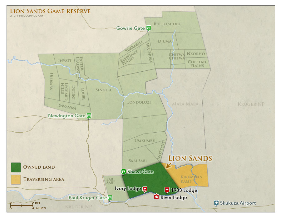 Detailed Map of Lion Sands Private Game Reserve