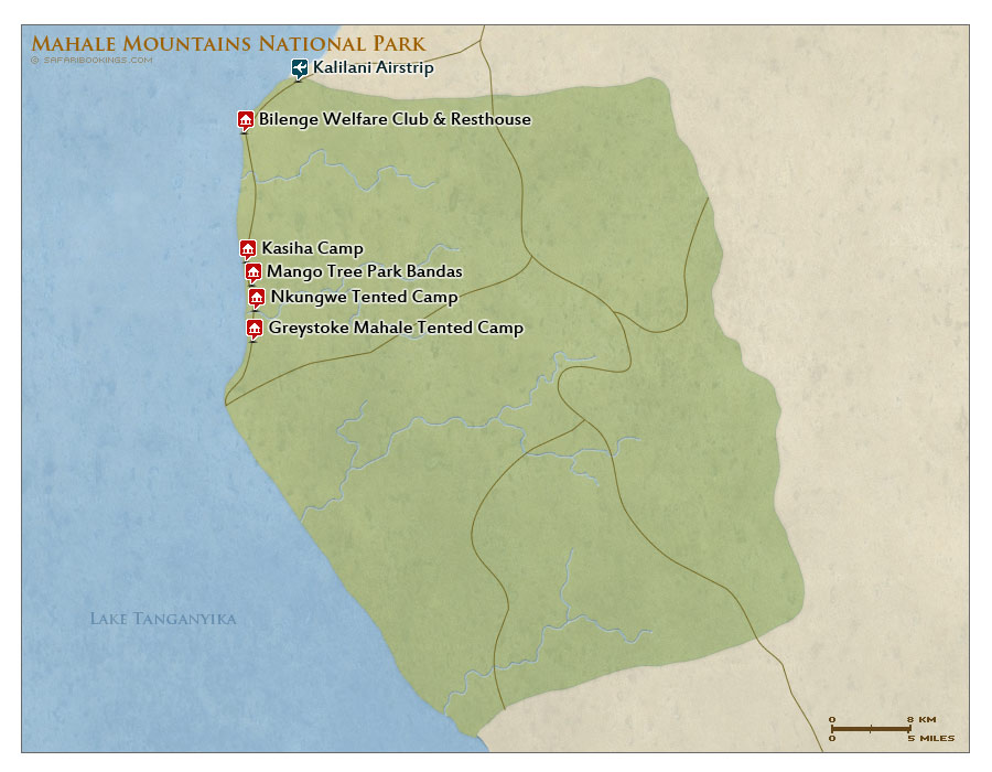 Detailed Map of Mahale Mountains National Park