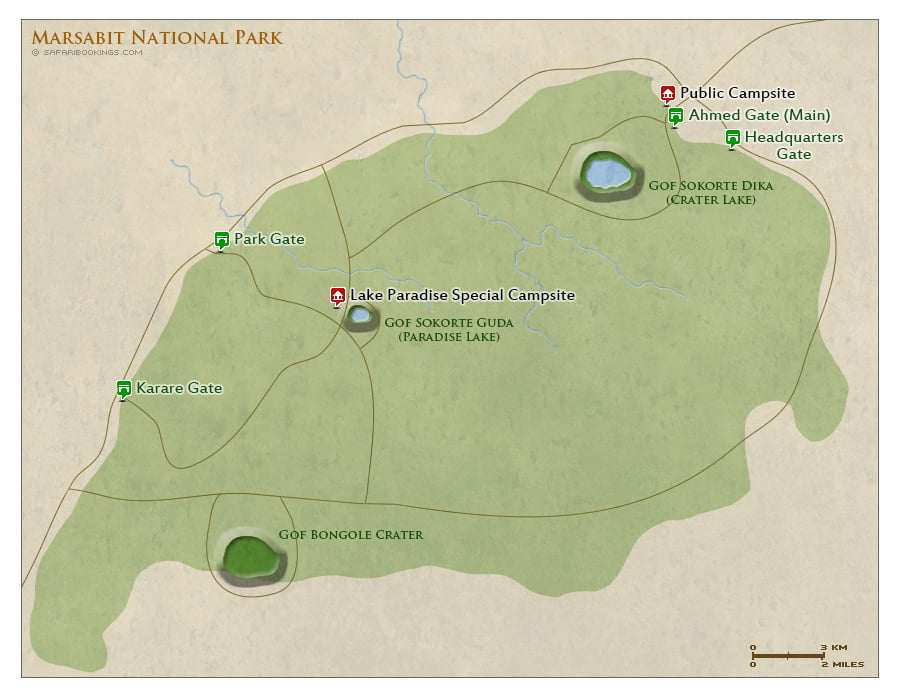 Detailed Map of Marsabit National Park