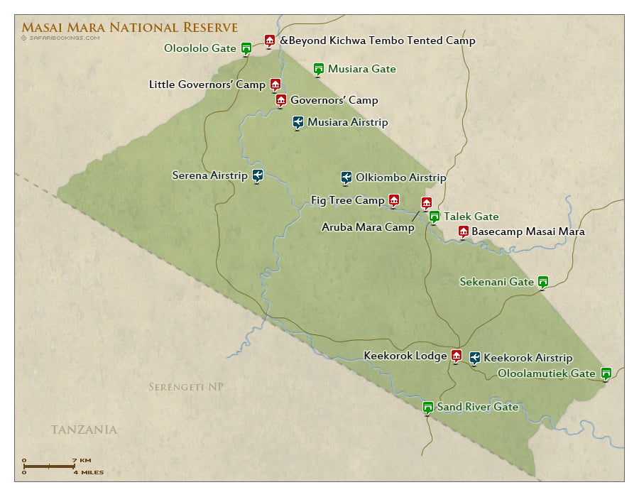 Masai Mara Map Kenya Masai Mara Map – Detailed Map of Masai Mara National Reserve