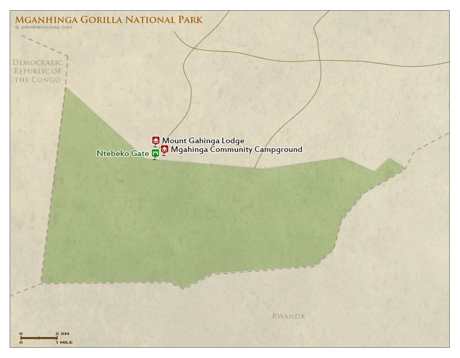 Detailed Map of Mgahinga Gorilla National Park