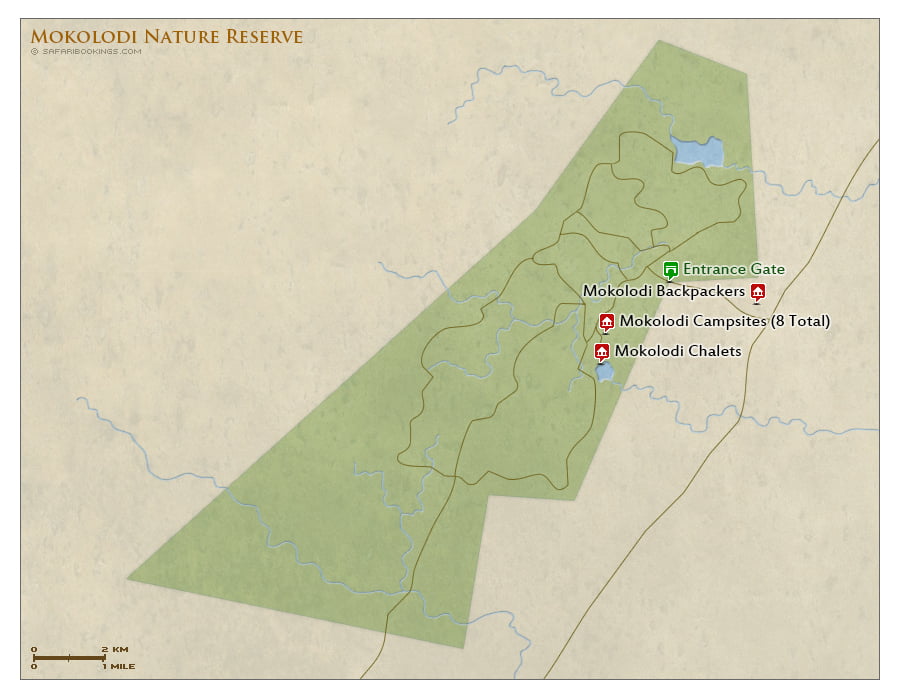 Detailed Map of Mokolodi Nature Reserve