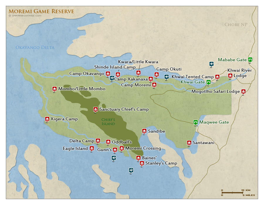 Detailed Map of Moremi Game Reserve