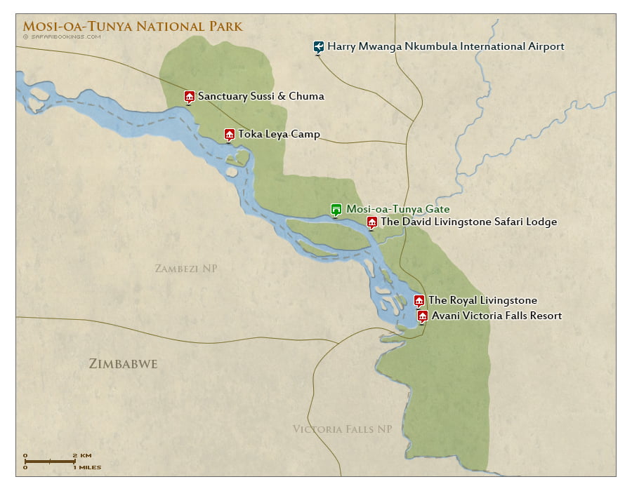 Detailed Map of Mosi-oa-Tunya National Park