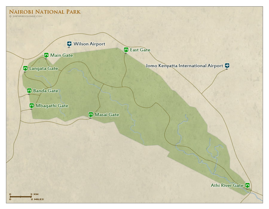 Nairobi NP Map Detailed Map of Nairobi National Park