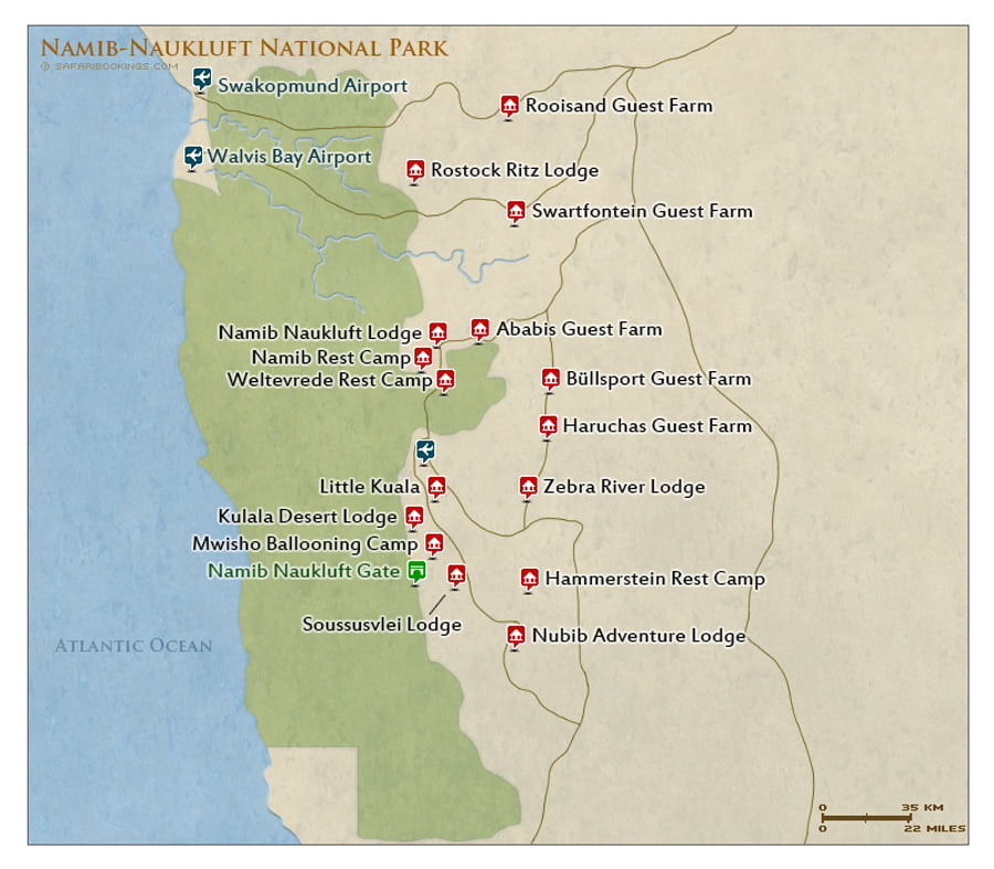 Detailed Map of Namib-Naukluft National Park