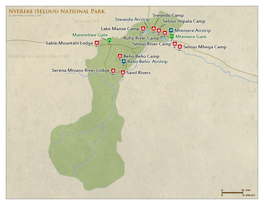 Detailed Map of Nyerere National Park
