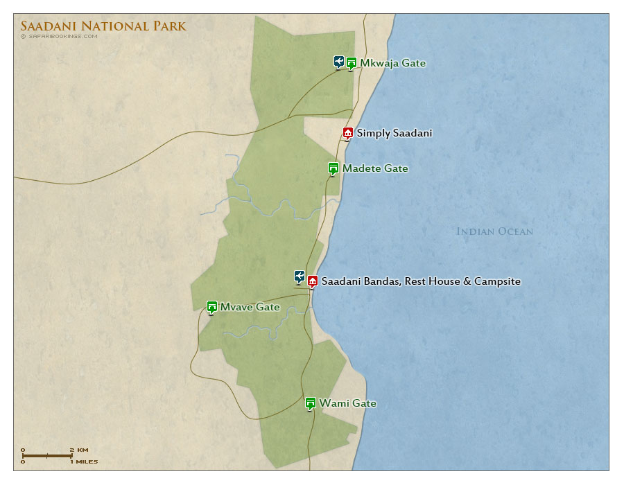 Detailed Map of Saadani National Park