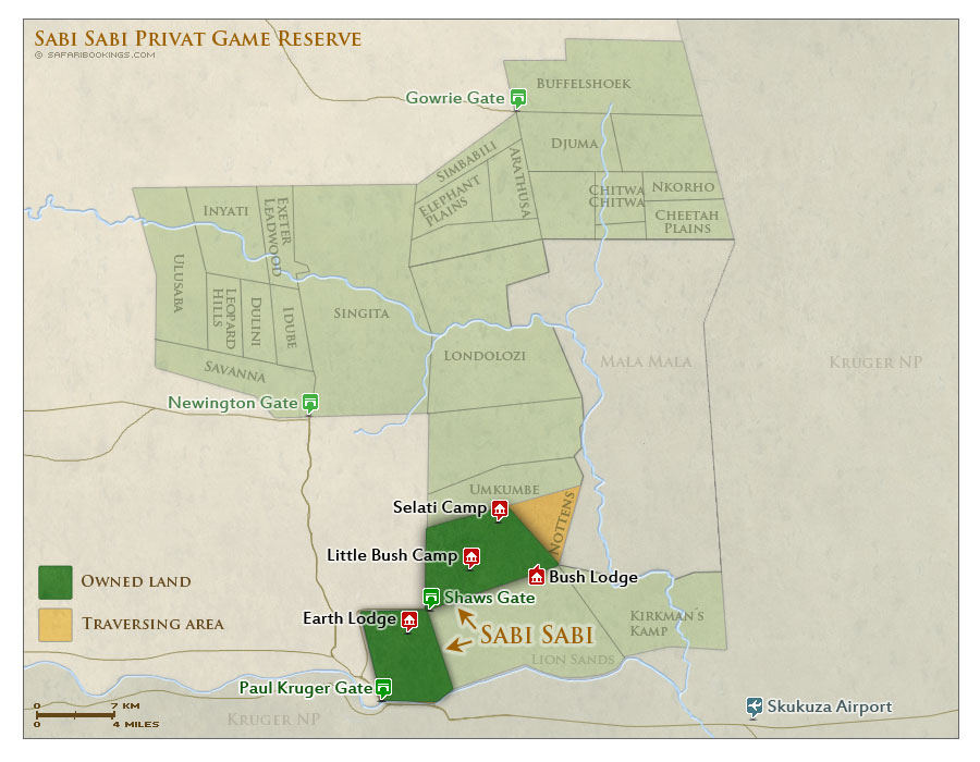 Detailed Map of Sabi Sabi Private Game Reserve