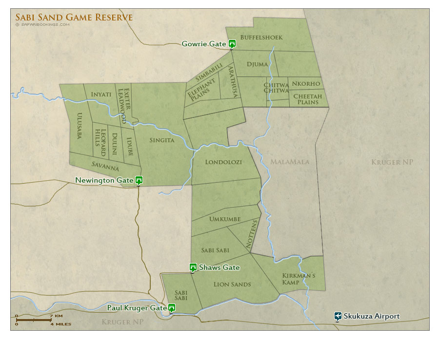 Detailed Map of Sabi Sand Private Game Reserve
