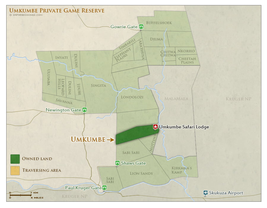Detailed Map of Umkumbe Private Game Reserve