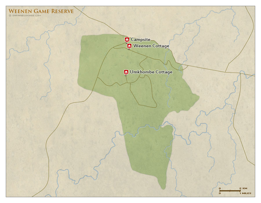 Detailed Map of Weenen Game Reserve