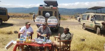 The Team with clients on Safari