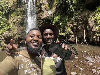 Our staffs at the materuni waterfalls 