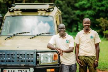 Ginyu Derrick and our guide Otim Job Eric 