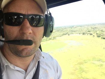 Shaun Stanley flying over the Okavango Delta